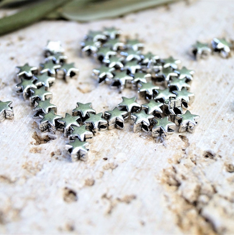 Perles étoiles en métal argenté 66 mm image 5