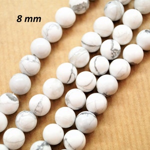 Perles Howlite blanche rondes Perles Howlite 8 Mm