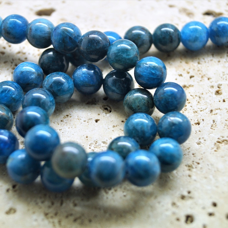 Perles Apatite bleu 6/8/10 mm Perles 10 Mm