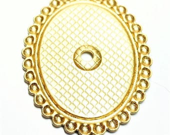 1 Cabochon holder in brass gilded, romantic style, 18 * 13 mm