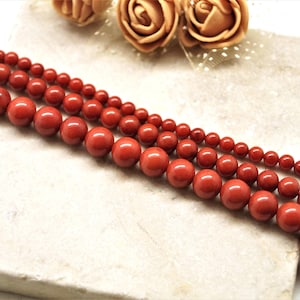 Perles corail rouge orangé 3 à 4 / 4 à 5 /5 à 6 mm