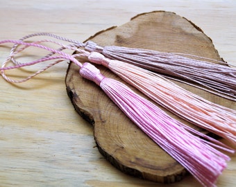 Silk tassels fringes pink 5,1 inches set of 10