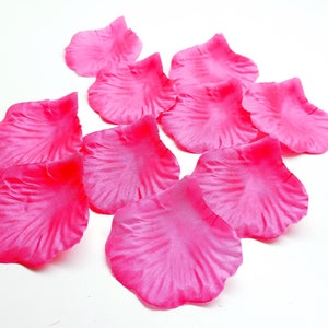 Lot de 500 pétales de roses en tissu, fuschia, 5 x 4,5 cm, pour mariages, célébrations image 2