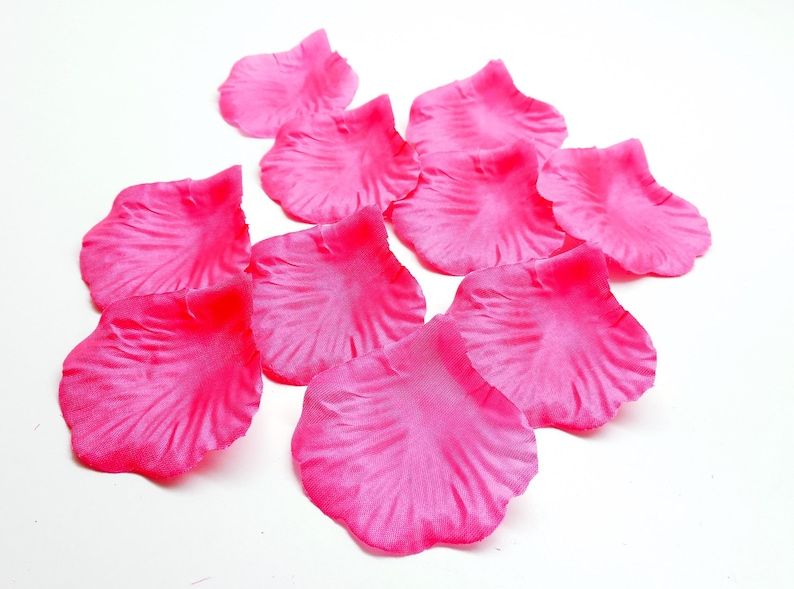 Pak met 500 stoffen rozenblaadjes, fuchsia, 5 x 4,5 cm, voor bruiloften, feesten afbeelding 2