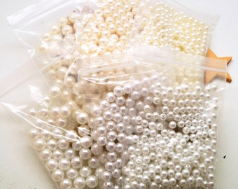 Perles acryliques blanc ou beige 6/8/10 mm