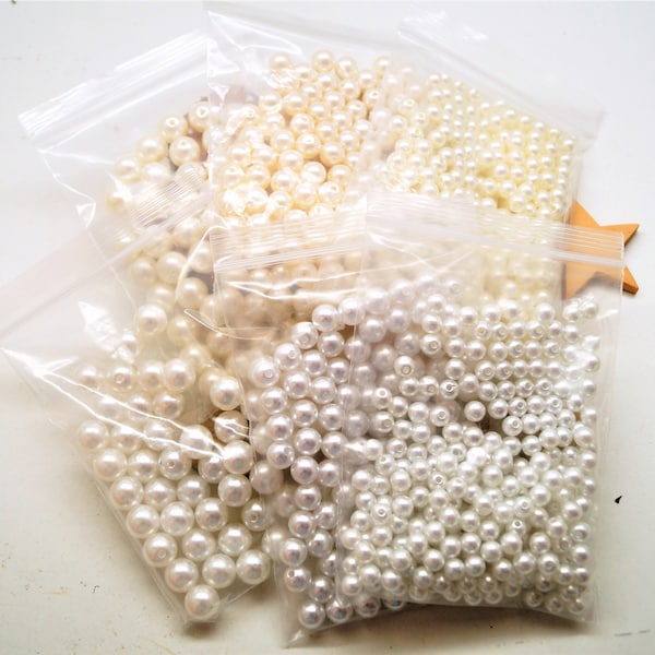 Perles acryliques blanc ou beige 6/8/10 mm