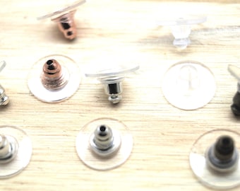 Silicon earring stoppers safety back silver tone, 11 mm