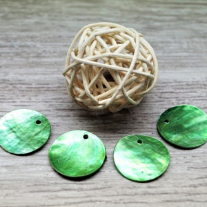 Sequins coquillage rond 18 mm, par lot de 10 Vert