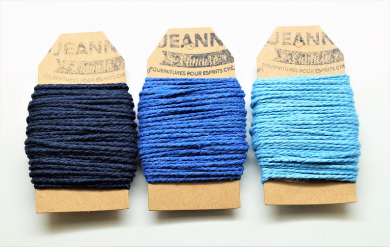 royal blue navy blue Kit 3 coupons cotton strings baker/'s twine sky blue 3 x 10 m
