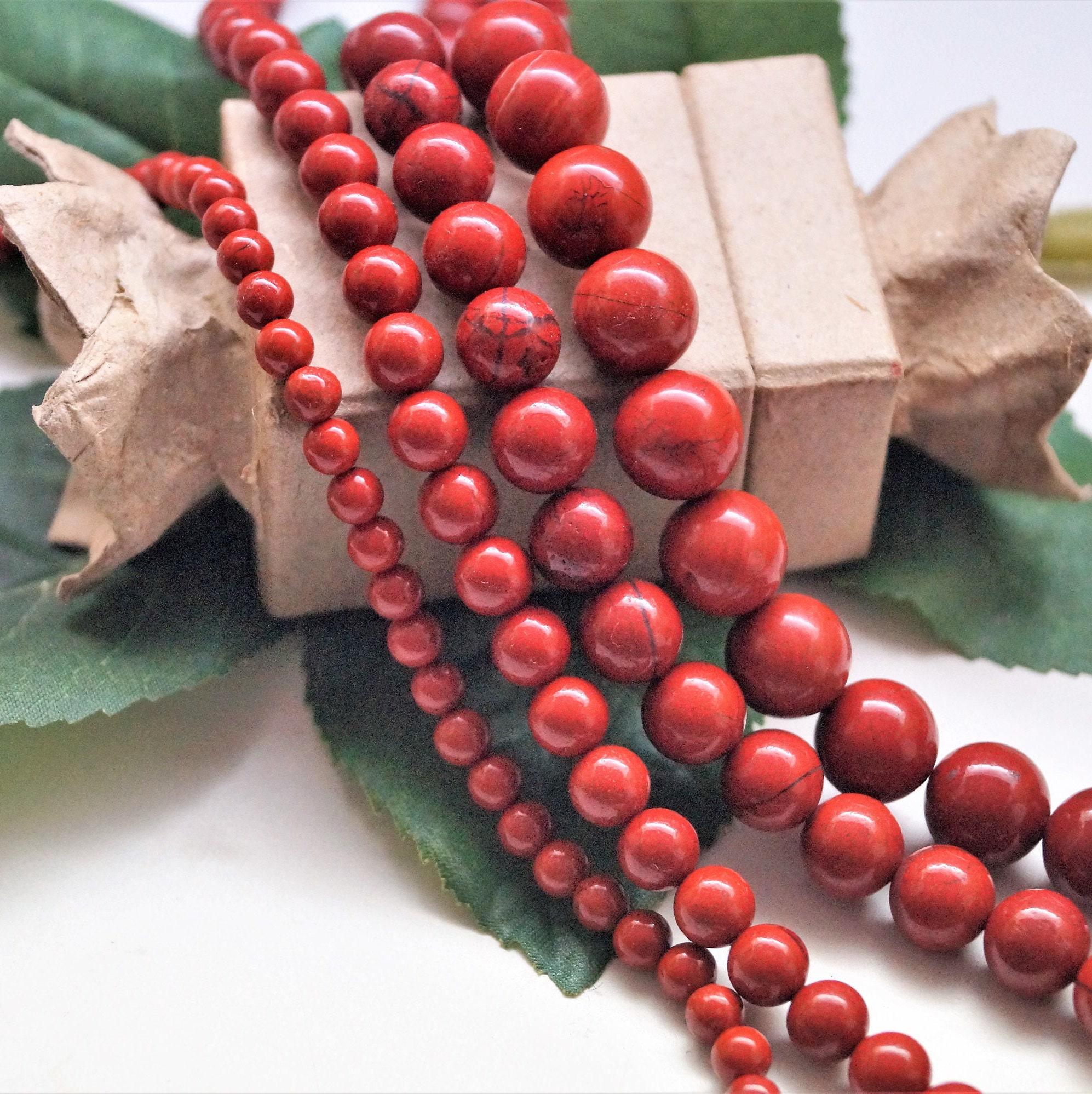 レッドジャスパービーズ、グレードA、4/6/8/10mm - Etsy 日本