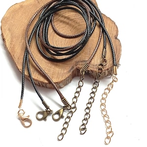 Collares de cordón encerado, 50 cm, acabado en oro o bronce, juego de 5