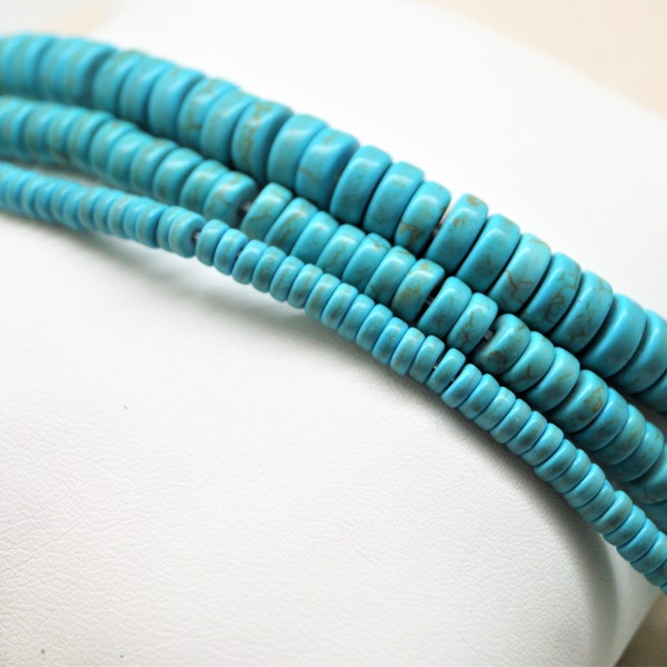 Perles Heishi howlite turquoise 4/6/8 mm