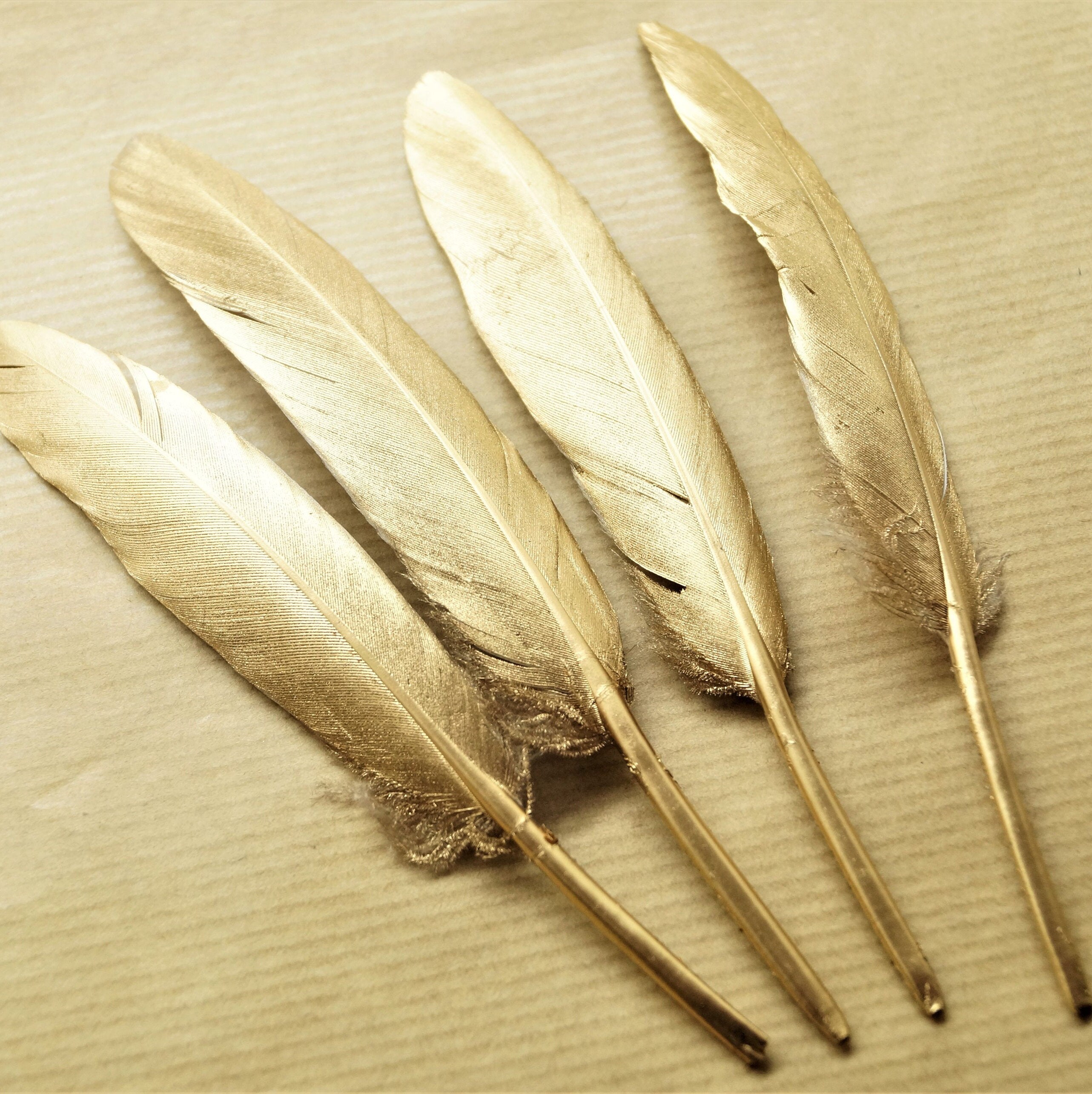 100 Pcs Gold Dipped Feathers gold GOOSE Feathers Loose 5-8inch for