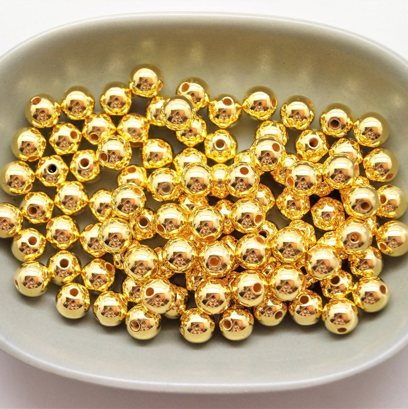 Perles acryliques dorées et argentées 4/6/8/10/12 mm image 6
