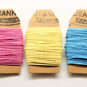 Kit 3 coupons cotton strings baker's twine, sky blue, pink, light yellow, 3 x 10 m image 2