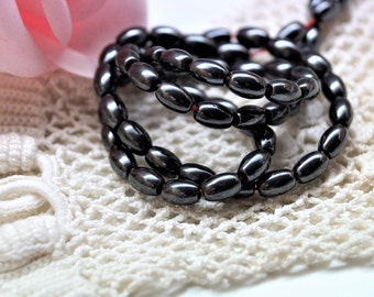 Hematite beads oval 6*4 mm black