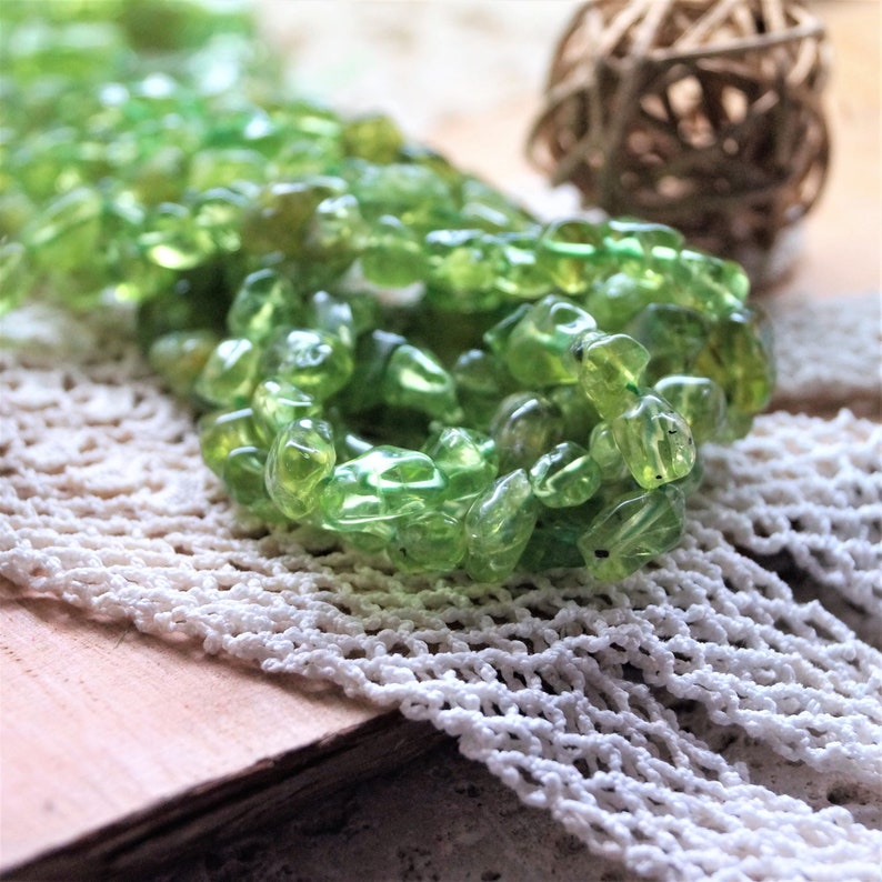 Natural Peridot beads 68 mm image 1