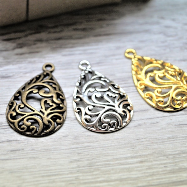 Water drop pendants metal 34*22 mm