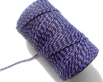 Set of 10 meters of string "Baker's twine", purple, black, thickness of 2 mm 3 strands
