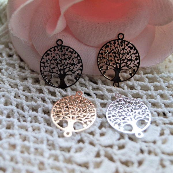 Tree of life stamped connectors 15*12 mm per 5