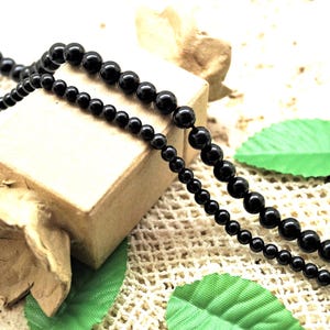 Lot De 30 Perles Rondes En Tourmaline Noire Naturelle - 6mm - Pour Création De Bijoux - Neuf