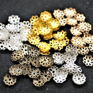 Calottes 6 mm pour perles forme fleur par lot de 100, 5 couleurs image 8