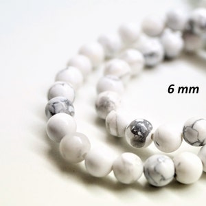 Perles Howlite blanche rondes Perles Howlite 6 Mm