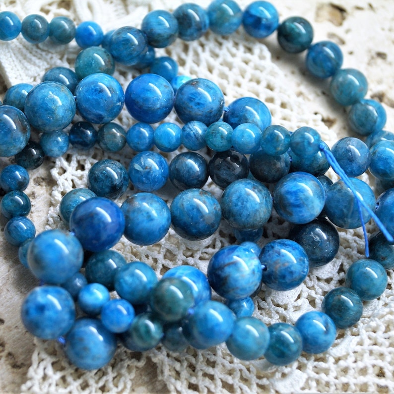 Perles Apatite bleu 6/8/10 mm image 8
