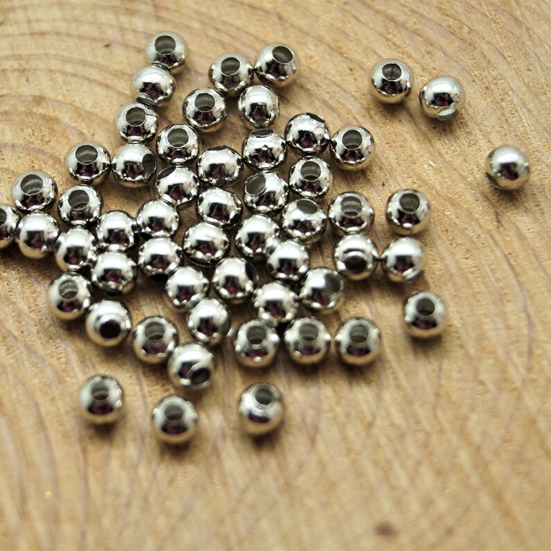 Perles rondes argentées mat 3/5/8 mm image 3
