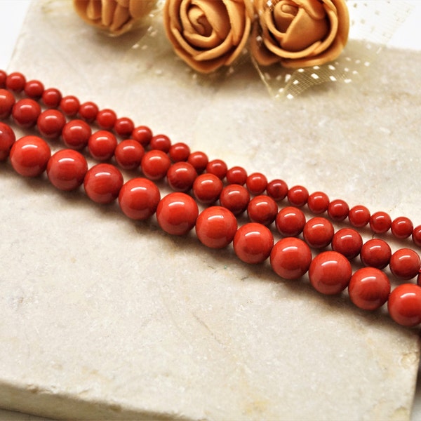 Perles corail rouge orangé 3-4/4-5/5-6/8 mm