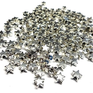 Perles étoiles en métal argenté 66 mm 50 Perles