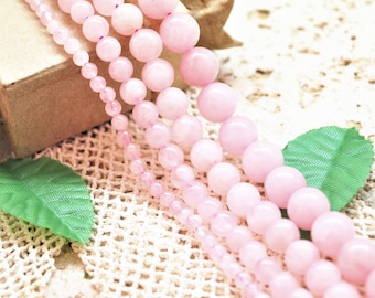 Quartz beads round pink