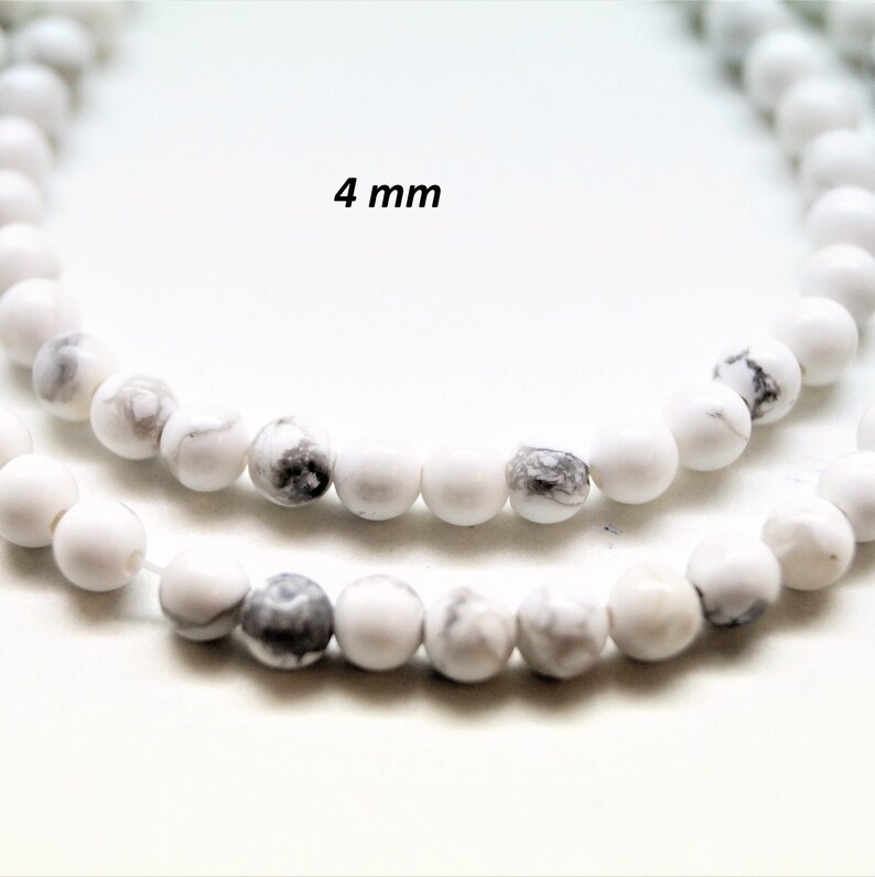 Perles Howlite blanche rondes Perles Howlite 4 Mm