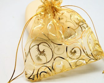 10 bags gift gold organza 9*12 cm