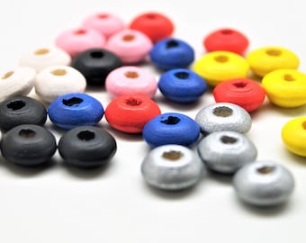 Perles rondes en bois peint 10*5 mm