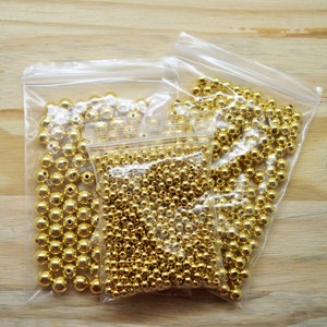 Perles acryliques dorées et argentées 4/6/8/10/12 mm image 3