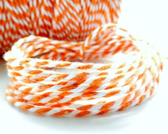 10 metros de hilo "Baker twine", color naranja claro y blanco, 2 mm