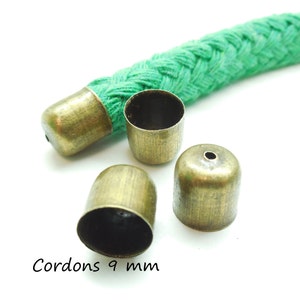 Cord ends 9 mm, set of 10 Bronze