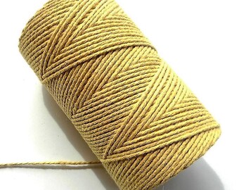 Lot de 10 mètres de ficelle "Baker twine", jaune cumin unie, 2 mm