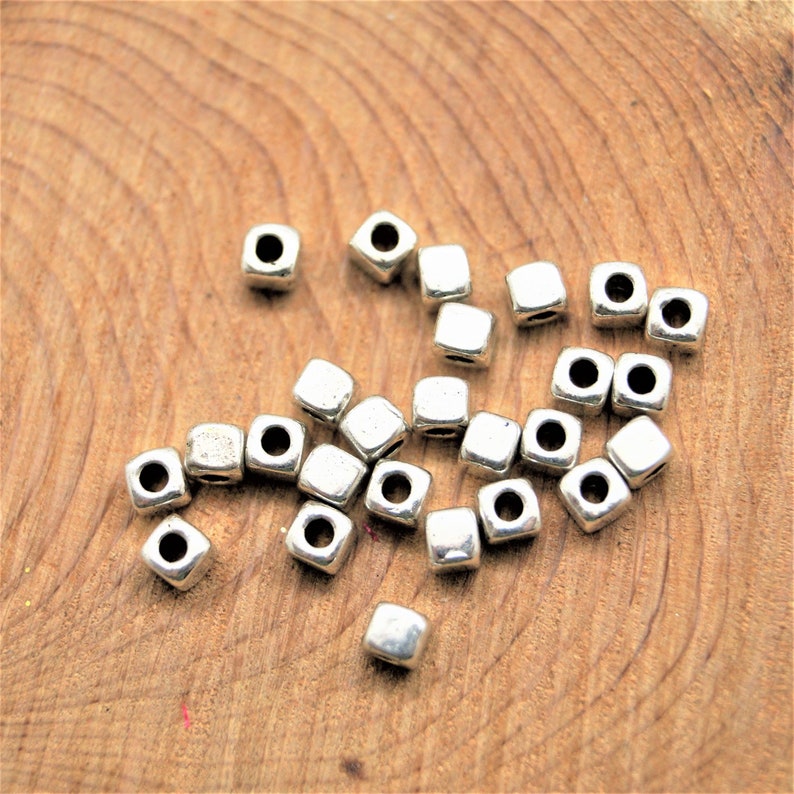 Silver cube beads 33 mm image 5