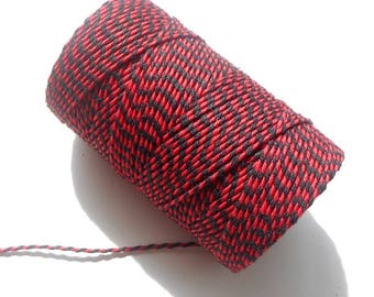 Set of 10 meters of string "Baker's twine", red and black, thickness of 2 mm 2 strands