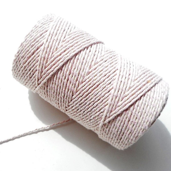 Lot of 10 meters of "Baker's twine", pink blossom and white, thickness of 2 mm 2 strands