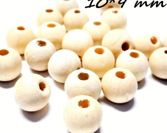 Natural wood beads - 10 * 9 mm