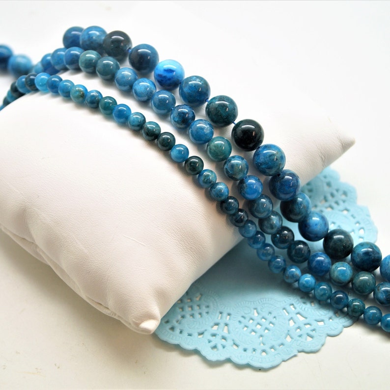 Perles Apatite bleu 6/8/10 mm image 1