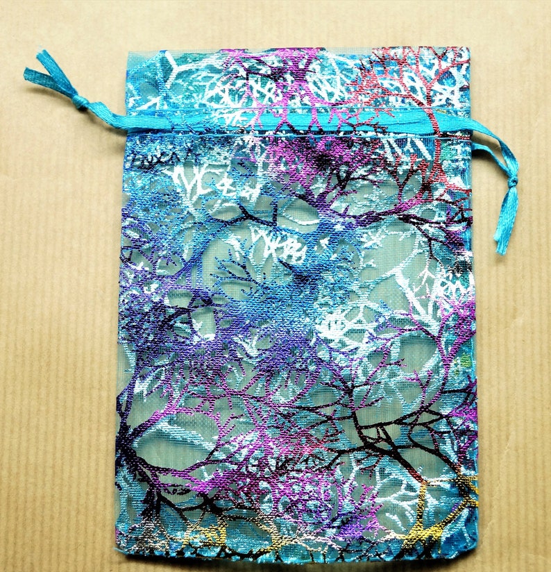 Gift bags organza multicolor with blue, set of 10 image 7