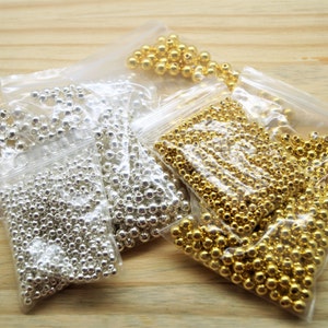 Acrylic beads round silver and gold 4/6/8 mm