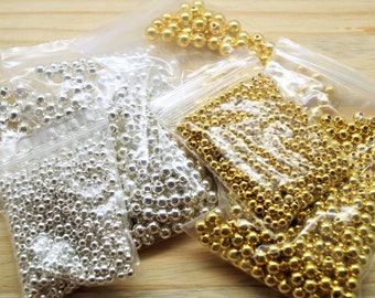 Acrylic beads round silver and gold 4/6/8 mm