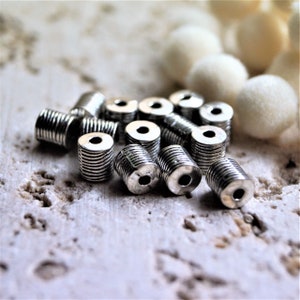 Silver striped tube beads 6*6 mm