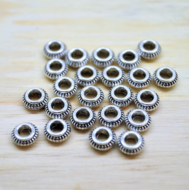 Perles intercalaires rondes plates en métal 73 mm image 7