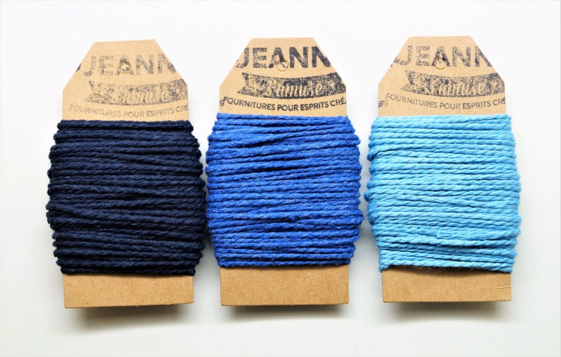 royal blue navy blue Kit 3 coupons cotton strings baker/'s twine sky blue 3 x 10 m